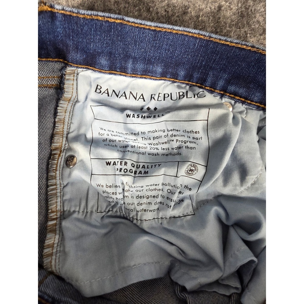 Banana Republic Wide Leg High Rise Jeans 33 16 Tall Cropped Raw Hem Blue - Picture 12 of 13